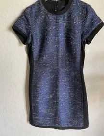 Madewell Shimmerweave Blue Metallic Tee Tweed Dress Size 0 New!