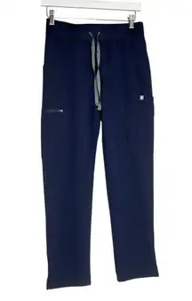 NWT Figs Navy Blue Yola w/ Yoga Waistband Petite Skinny Scrub Pants Size XS