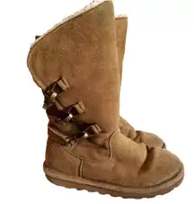 Bearpaw Brown Buckled Short Women's Winter Sherpa Boots 7