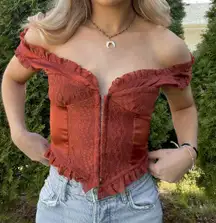 Boutique Satin Corset Ruffle Top