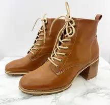 Kork-Ease Chelsea Brown Lace Up Stacked Heel Lug Sole Ankle Boots Size 10M