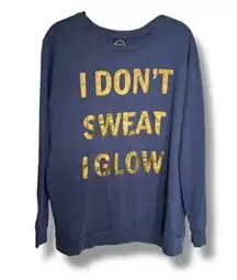 Project Karma Blue Gold I Don't Sweat I Glow Sweatshirt Size 2X