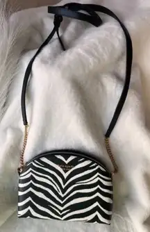 Morgan Zebra Embossed Double-zip Dome Crossbody