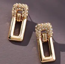 NEW Anthropologie Restored Vintage Crystal Rectangle Earrings