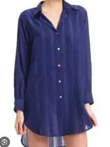 Commando Pajama Striped Navy Sleep Night Shirt Dress Size Medium