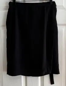 Noir Women's Black Wrap Skirt Belted Professional Career Business Casual Goth