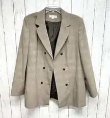 Dress Barn Jacket Women Size 16 Plaid Double Breasted Deep Light Brown Business