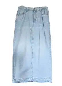 high waist light blue denim maxi skirt Small