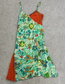 Jams World Vintage “peace flower” Colorful Midi Dress Orange blue flower tank