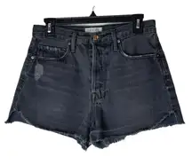 Frame Denim Shorts Women 28 Black Wash Le Original Distressed Fray Hem Jean Punk