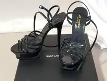 New! Saint Lauren Female Sandals Black Leather