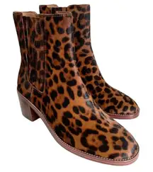 Madewell Shoes Womens Sz 6 Leopard Print‎ Calf Hair Chelsea Boots Block Heel NEW