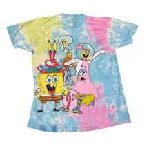SpongeBob SquarePants Tie-Dye Graphic Tee – Size Large 