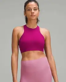 Lululemon Magenta Purple Ribbed Nulu High-Neck Yoga Bra Size 4 US $68