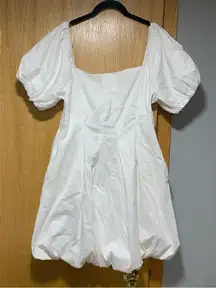 All in Favor Cotton Blend Poplin Bubble Hem Mini Dress - Size XL