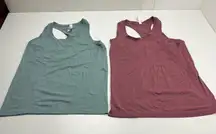 Athleta‎ Athletic Tank Tops Womens Size Large Green Pink Stretch Outdoor *FLAW