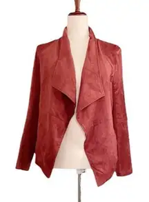 BB Dakota Wade Faux Suede Open Front Lagenlook Jacket Cinnamon Rust Size Medium
