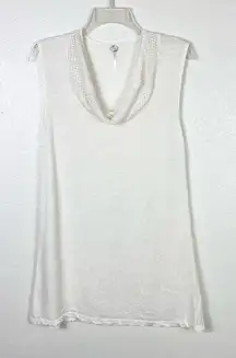 Margaret O’Leary Ivory Silk & Linen Draped Neck Sleeveless Top