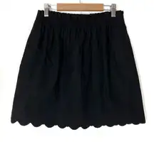 J.Crew J. by  | Black Linen Cotton Elastic Waist Scalloped Hem Mini Skirt NWT