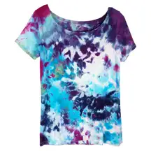 Merona Medium Top Handmade Tie Dye Dream Girl Blue Purple Short Sleeve Tee‎ 886