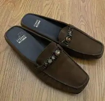 STUART WEITZMAN brown suede leather slip on loafers with rhinestones size US 8