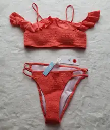NWT SMOCKED OFF-THE-SHOULDER BIKINI