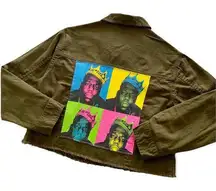 Via Penny Lane Reworked Apparel | Notorious B.I.G. Biggie Graphic Green Jacket
