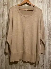 Women's Wonderly Long Dolman Sleeve Pullover Sweater Biege Tan Plus Size 3X NWT