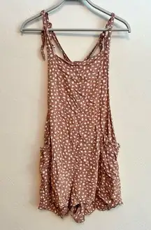 Aerie Romper Brown & White Spotted Shorts Romper Size: Extra Large (XL)