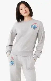 NEW Kate Spade Floral Embroidered Sweatshirt Grey Melange