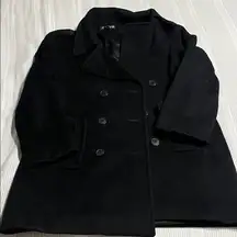 Women's Black Double-Breasted Coat