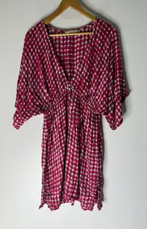 Tory Burch Shirt Sleeve Tie Waist Red Swim Cover Up Size Large