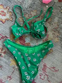 Pacsun  Green Floral Bikini Set