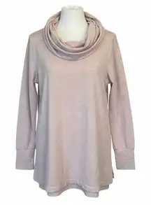 Cupio Cowl Neck Tunic Top Pink/Blush Knit Long Sleeve Relaxed Fit Tunic XL