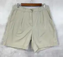 Woolrich Womens 10 Khaki Shorts Waking Safari‎ Classic Minimalist Pleated Retro