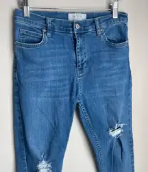 Free People Mid Rise Distressed Ankle Stretch Skinny Jeans Women's Size 28‎