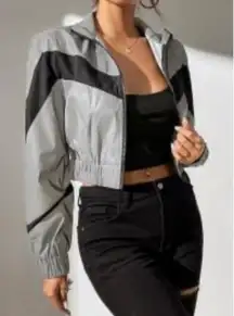 Shein Gray Black Color Block Jacket Size Large Reflective
