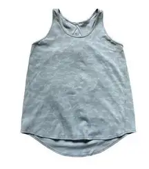 Essential pleated light gray camo print racerback tank top