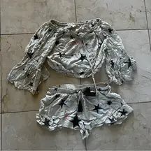 Surf Gypsy Like New Starred Strapless Flowy Top and Short Shorts Set Sz Small