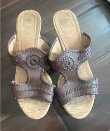 Jack‎ rogers wedge cork sandals brown cruise Lilly
