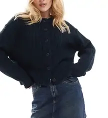 Asos Ribbed Chunky Knit Women’s Black Crop Cardigan size 2