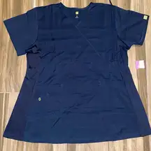 Wonderwink Wonderwork Maternity Scrub Top V-Neck Navy Blue 2X