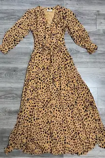 NICHOLAS Women Silk Tie-Front Leopard Print Long Sleeve Buttondown Maxi Dress 2‎