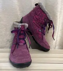 Columbia  Minx Shorty Omni-Heat Purple Print Boots Women’s 7.5