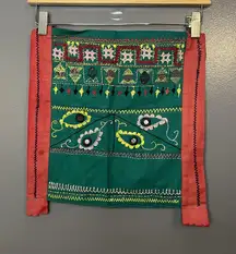 Handmade Embroidered Shoulder Bag Womens Green Red Boho Ethnic Hippie Tote