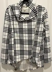 My Beloved High Low Zip Jacket Black/White Plaid Size L EUC