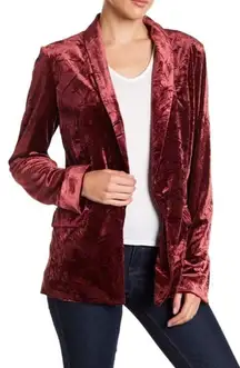 RO & DE x Nordstrom | NWT | Large | Cordova Red Open Front Crushed Velvet Blazer