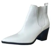 Nine West Wyliis White Leather Chelsea Ankle Boots Boots Size 6M Pointed Toe