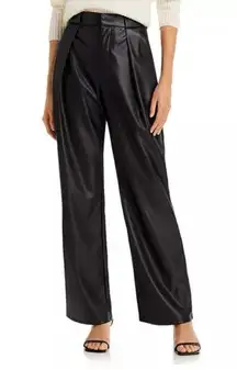 MOTHER High Waisted Tunnel Vision Pleated Wide Leg Faux Leather Pants Size 27