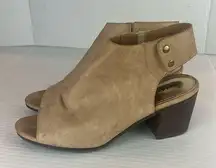 Madden Girl Tan Ankle Boots peek-a-boo toes Tan Side Snap Sz 10 >